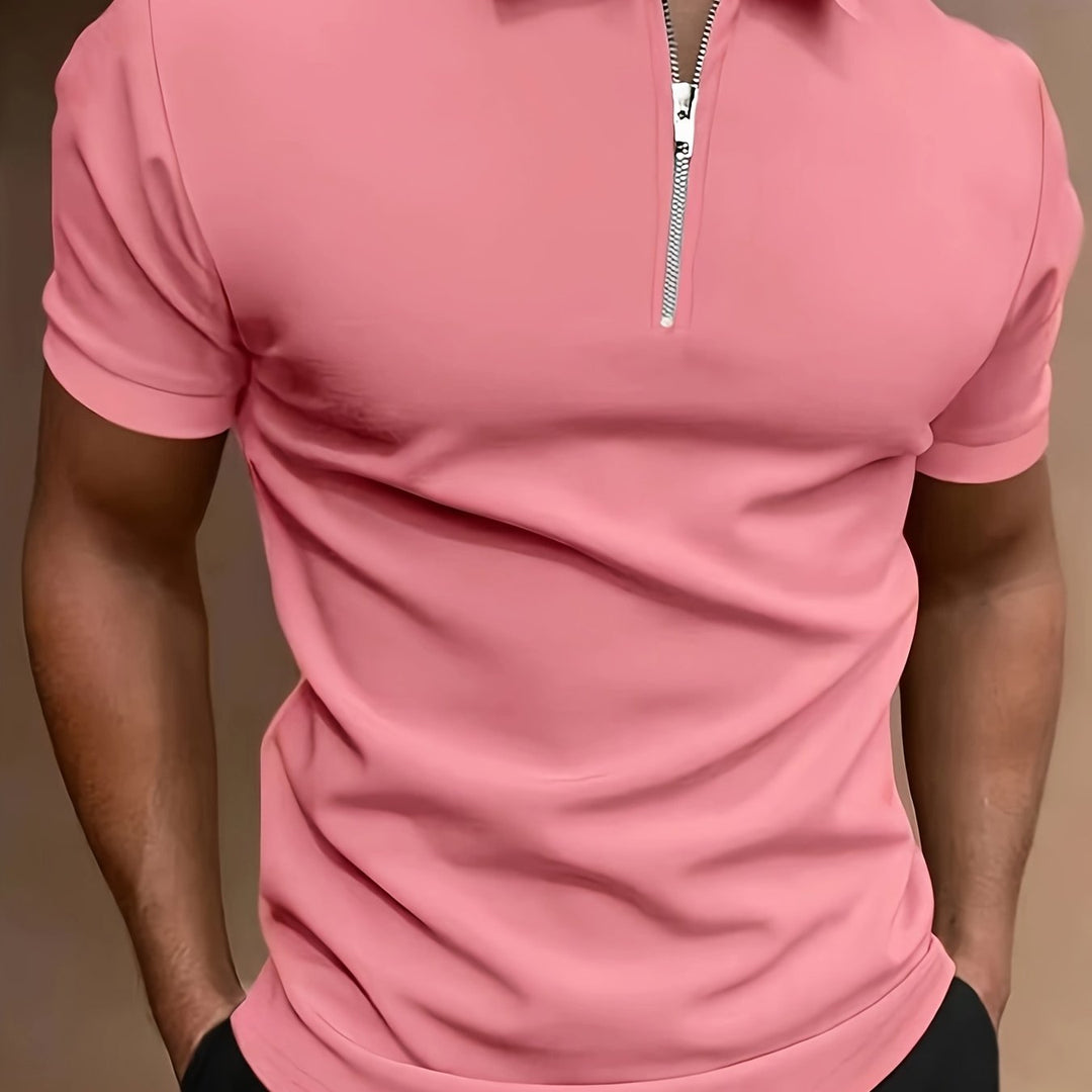 Męska Koszulka Polo | Polo Regular Fit z Krótkim Rękawem | Kołnierzyk z Zamkiem | Casualowy Styl na Co Dzień
