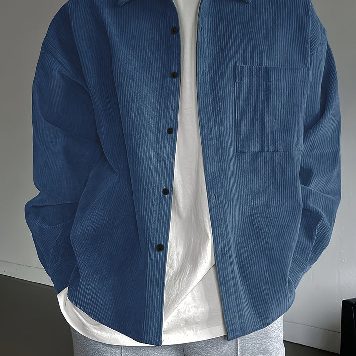 Męska Koszula Overshirt | Koszula Relaxed Fit Zapinana Na Guziki | Długi Rękaw i Kieszeń Na Piersi | Casualowy Styl