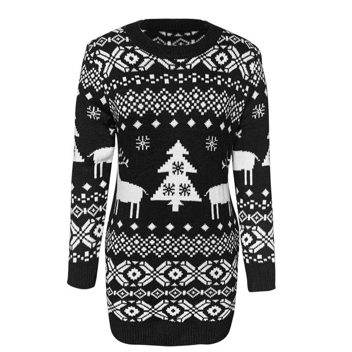 Damski sweter świąteczny z reniferem i płatkami śniegu