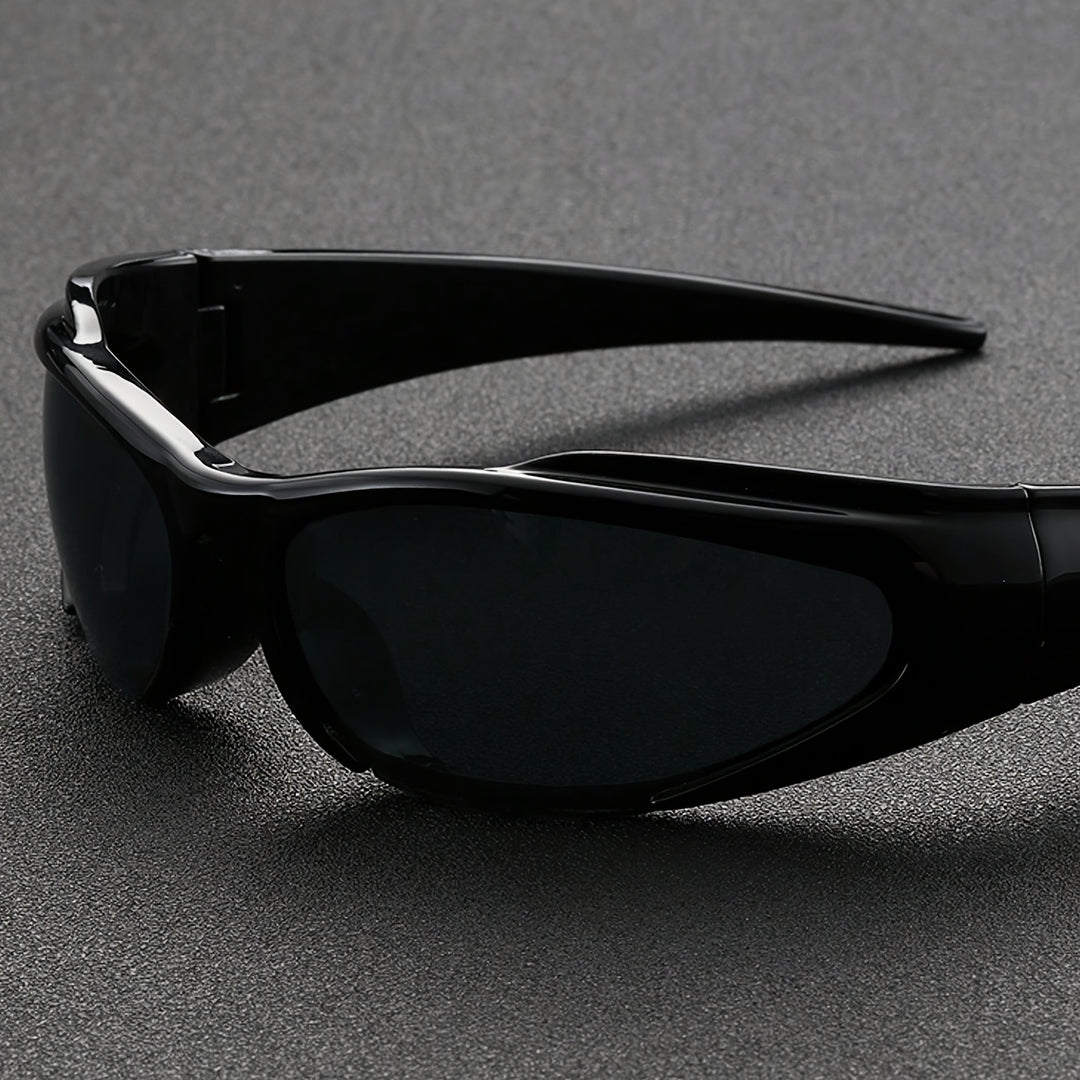 Men's Sunglasses Curved Frame Streamlined Shape Outdoor Style | Dark Lenses