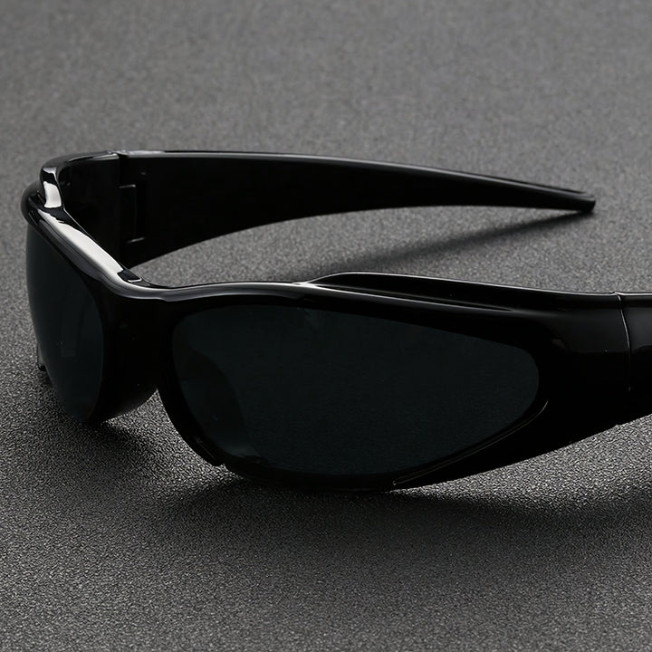 Men's Sunglasses Curved Frame Streamlined Shape Outdoor Style | Dark Lenses