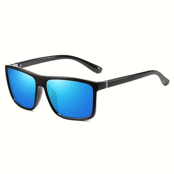 Men's Sunglasses Square Frame Straight Shape Straight Temples | Green Lenses