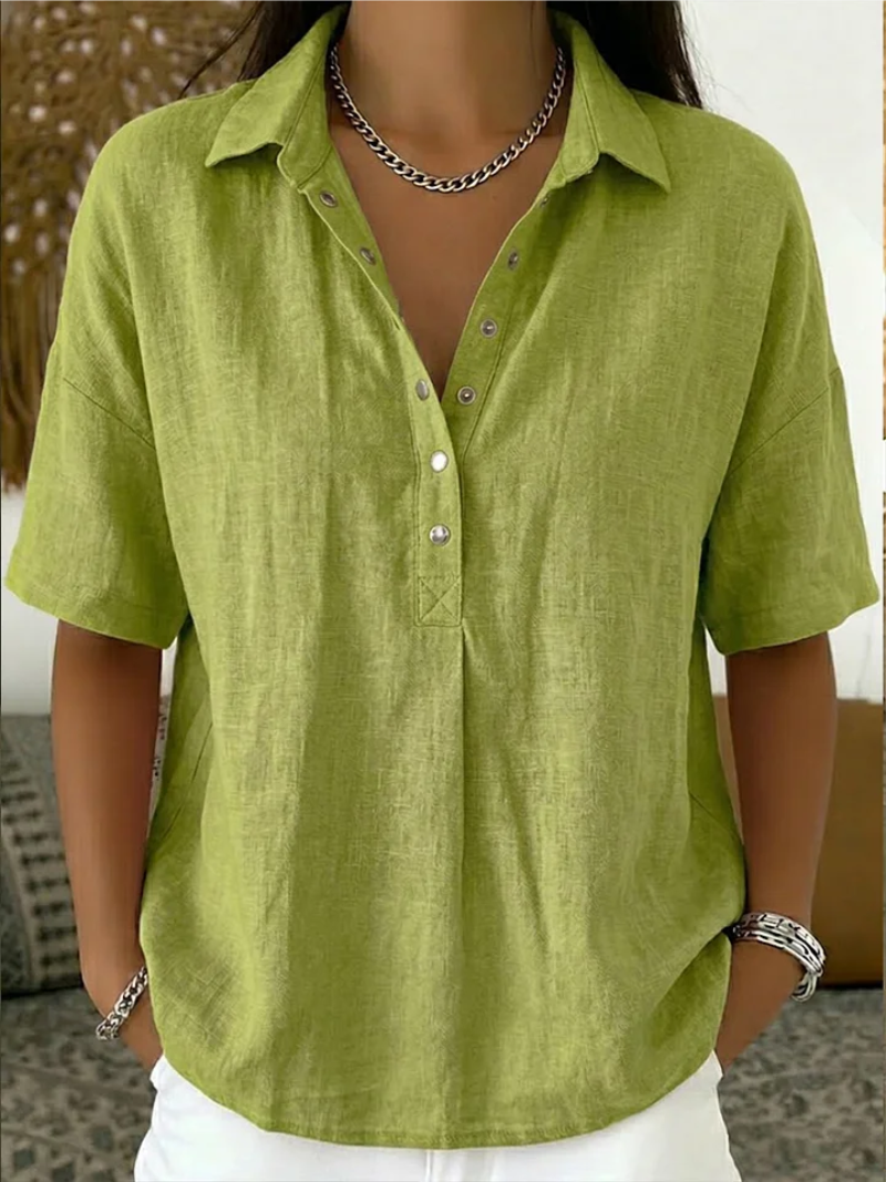 Oliwia | Women’s Loose-Fit Short-Sleeve Blouse with a Collar
