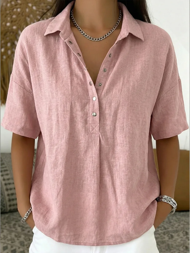 Oliwia | Women’s Loose-Fit Short-Sleeve Blouse with a Collar