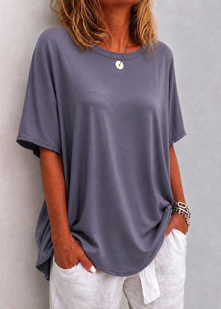 Paulina | Damski T-Shirt Oversize z Okrągłym Dekoltem i Luźnym Krojem