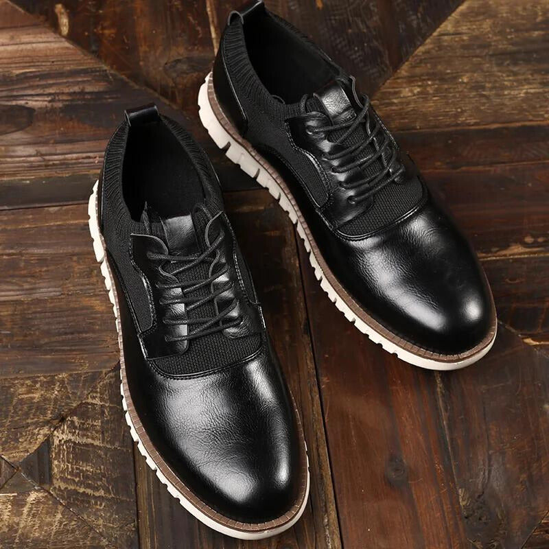 Cedric | Męskie Sznurowane Sneakersy Low Top z Kontrastową Podeszwą