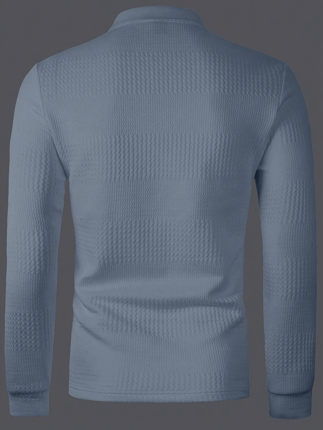 Men's Long Sleeve Polo | Slim Fit Shirt | Textured Finish | Smart Casual Style