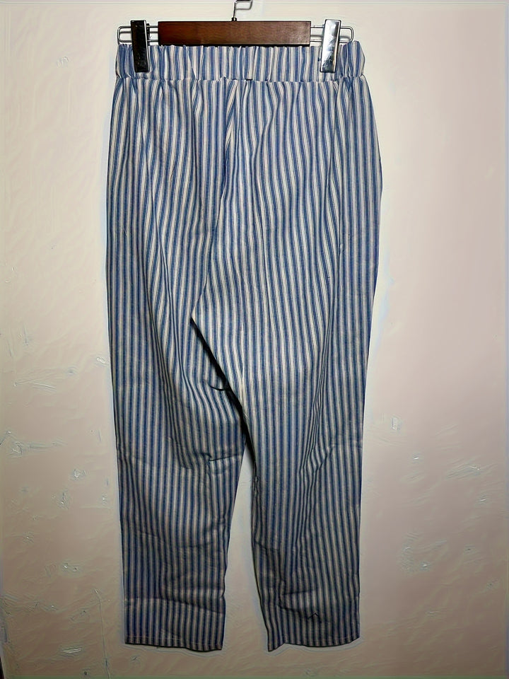 Women's Striped Jogger Pants with Cuffs at the Ankles | Casual Fit