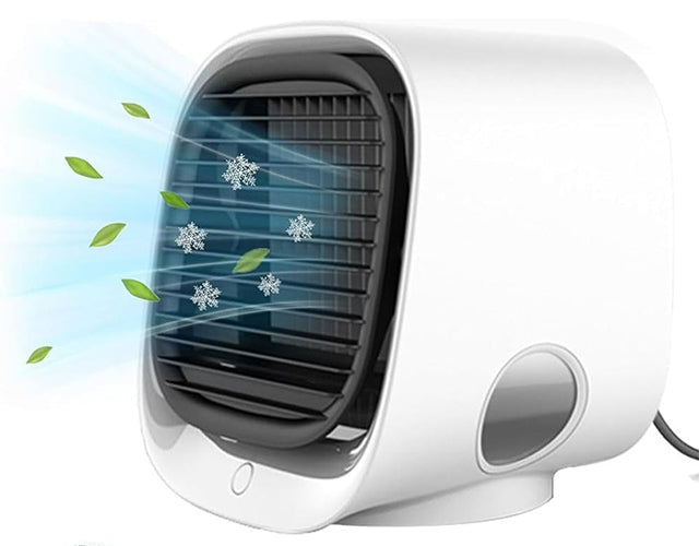 Portable Air Cooler | Compact Desk Fan | Adjustable Airflow and LED Lighting | Home and Office