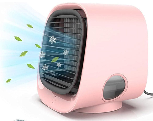 Portable Air Cooler | Compact Desk Fan | Adjustable Airflow and LED Lighting | Home and Office
