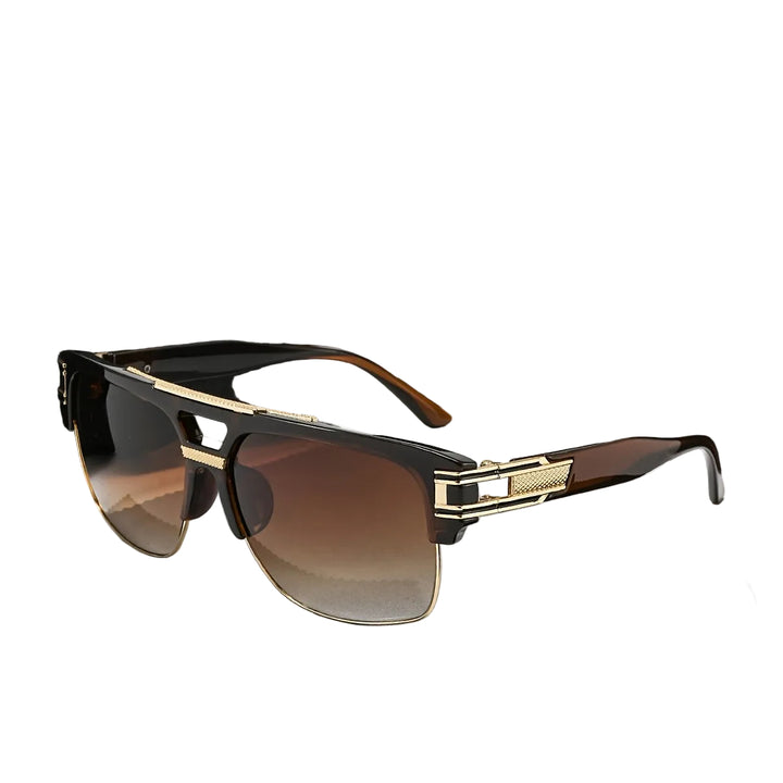 Men's Sunglasses Square Frame Double Bridge Wide Temples | Gradient Lenses
