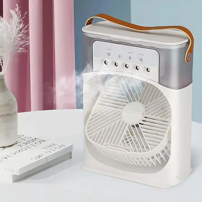Portable Desk Fan | Battery-Powered Fan | Adjustable Airflow and LED Lighting | Home and Office