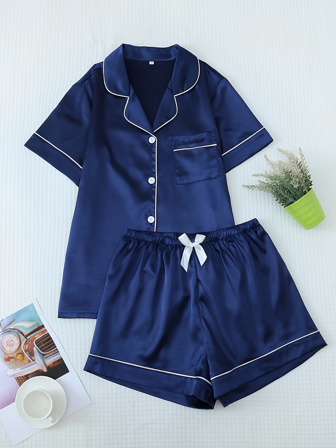 Women's Pajama Set with Buttons and Contrast Trim | Nightwear