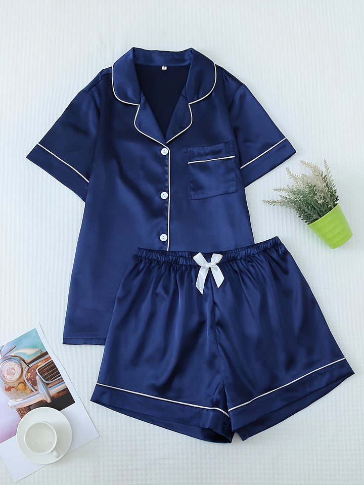 Women's Pajama Set with Buttons and Contrast Trim | Nightwear