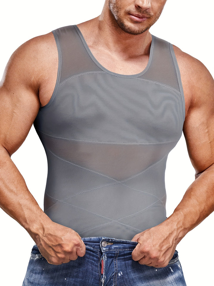 Men's Compression Shirt Shaping Abdomen Control Fitted Tank Top | Slim Fit
