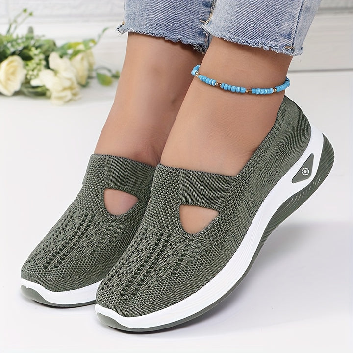 Damskie Dzianinowe Sneakersy Wsuwane z Wycięciem | Krój do Chodzenia