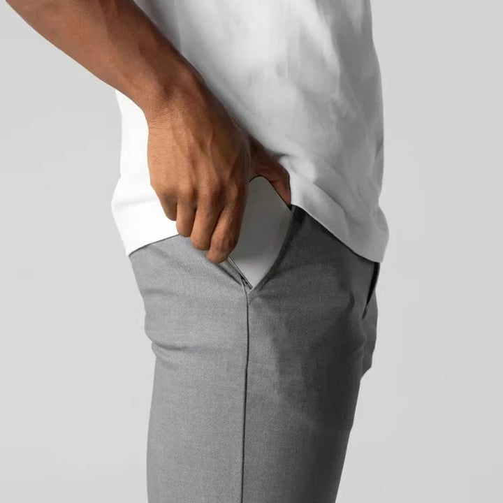 Tristan | Męskie Spodnie Slim Fit ze Zwężanymi Nogawkami i Zapięciem na Guzik