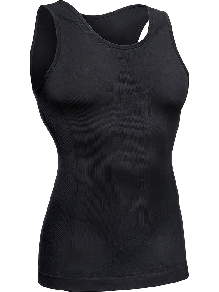 Men's Compression Shirt Shaping Abdomen Control Fitted Sleeveless Tank Top | Slim Fit