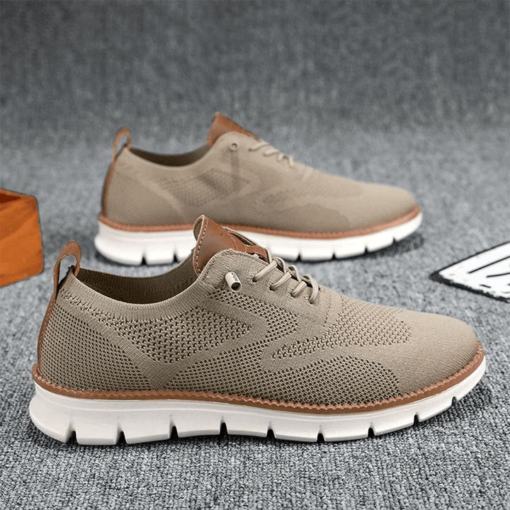 Men's Knit Sneakers Elastic Sole Lace-Up Closure | Casual Footwear