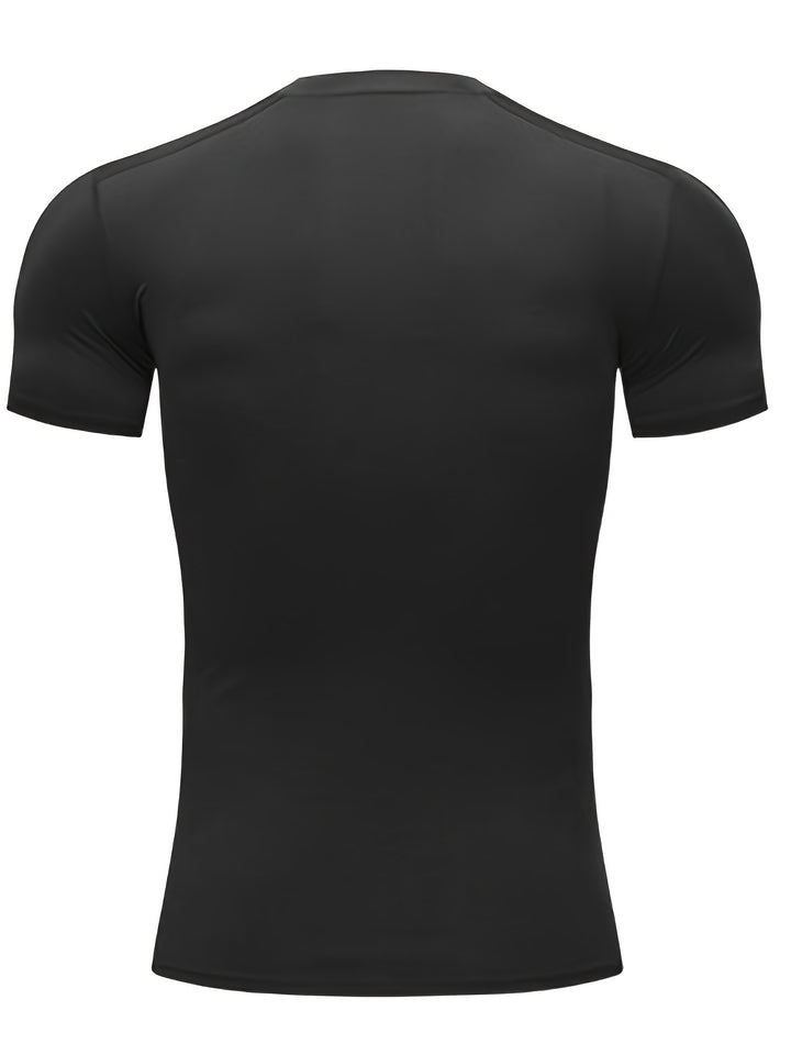 Męska Kompresyjna Sportowa Fitness Treningowa Krótki Rękaw Koszulka | Krój Slim