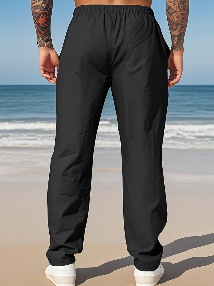 Men's Summer Beach Set Shirt with Buttons and Drawstring Waist Pants Set | Vacation Style
