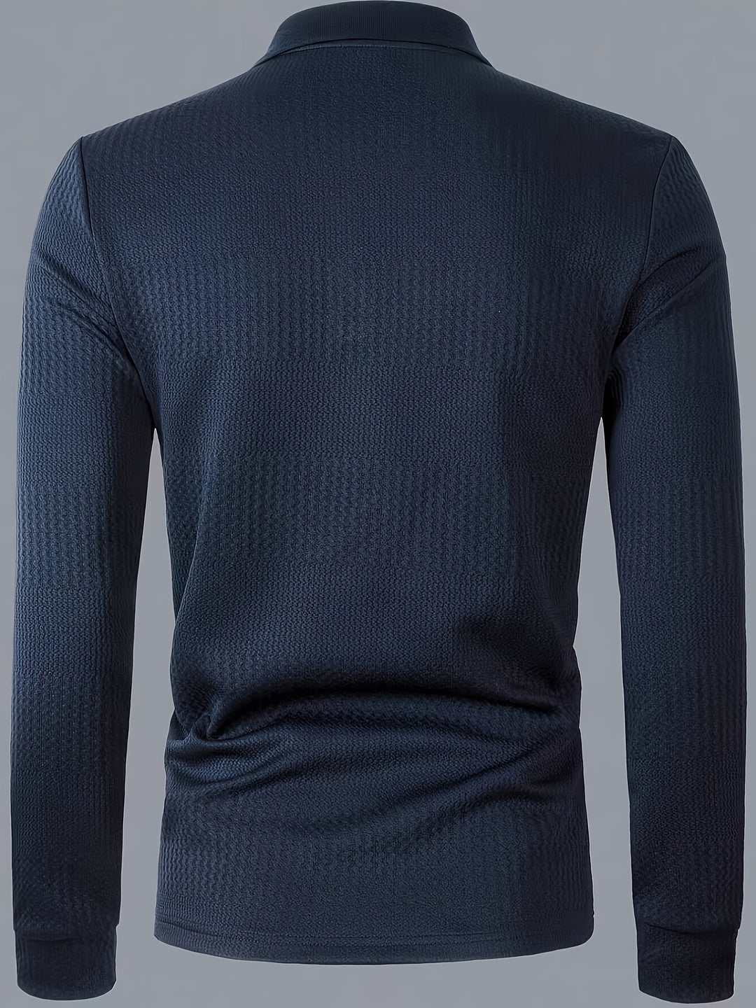 Men's Polo Shirt | Long Sleeve Polo Regular Fit | Textured Pattern | Casual Smart Style