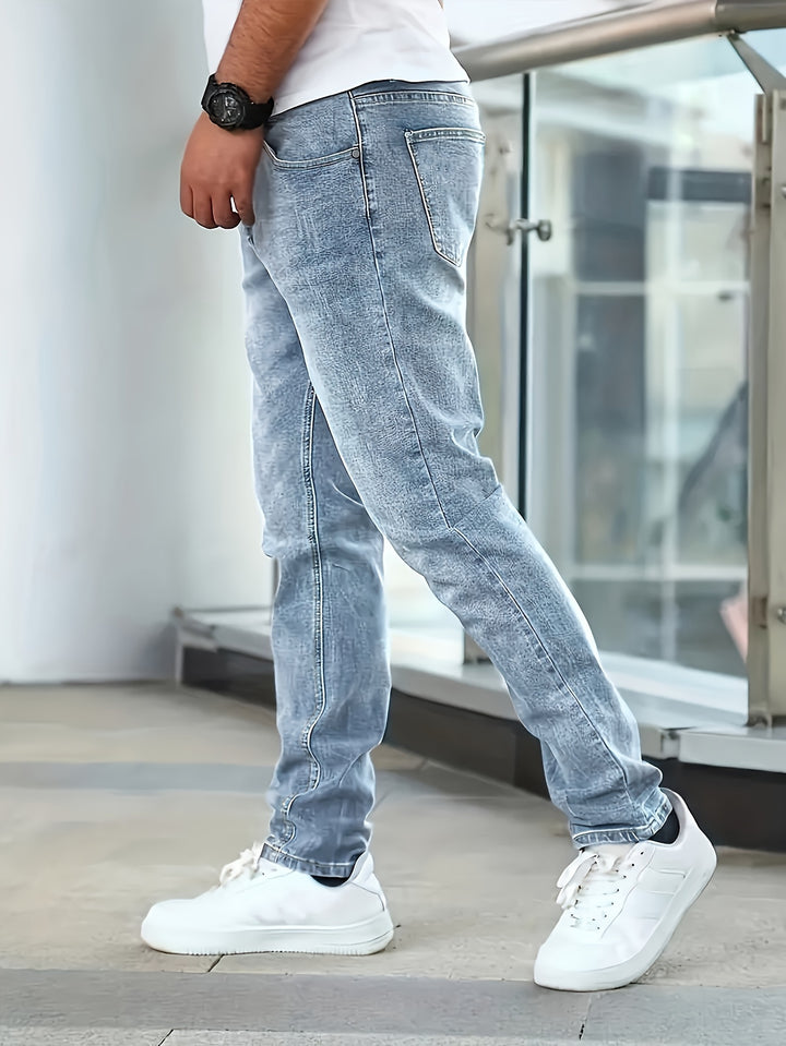 Męskie Jeansy Casual | Spodnie Regular Fit z Prostą Nogawką | Klasyczny Sprany Wygląd | Codzienny Styl