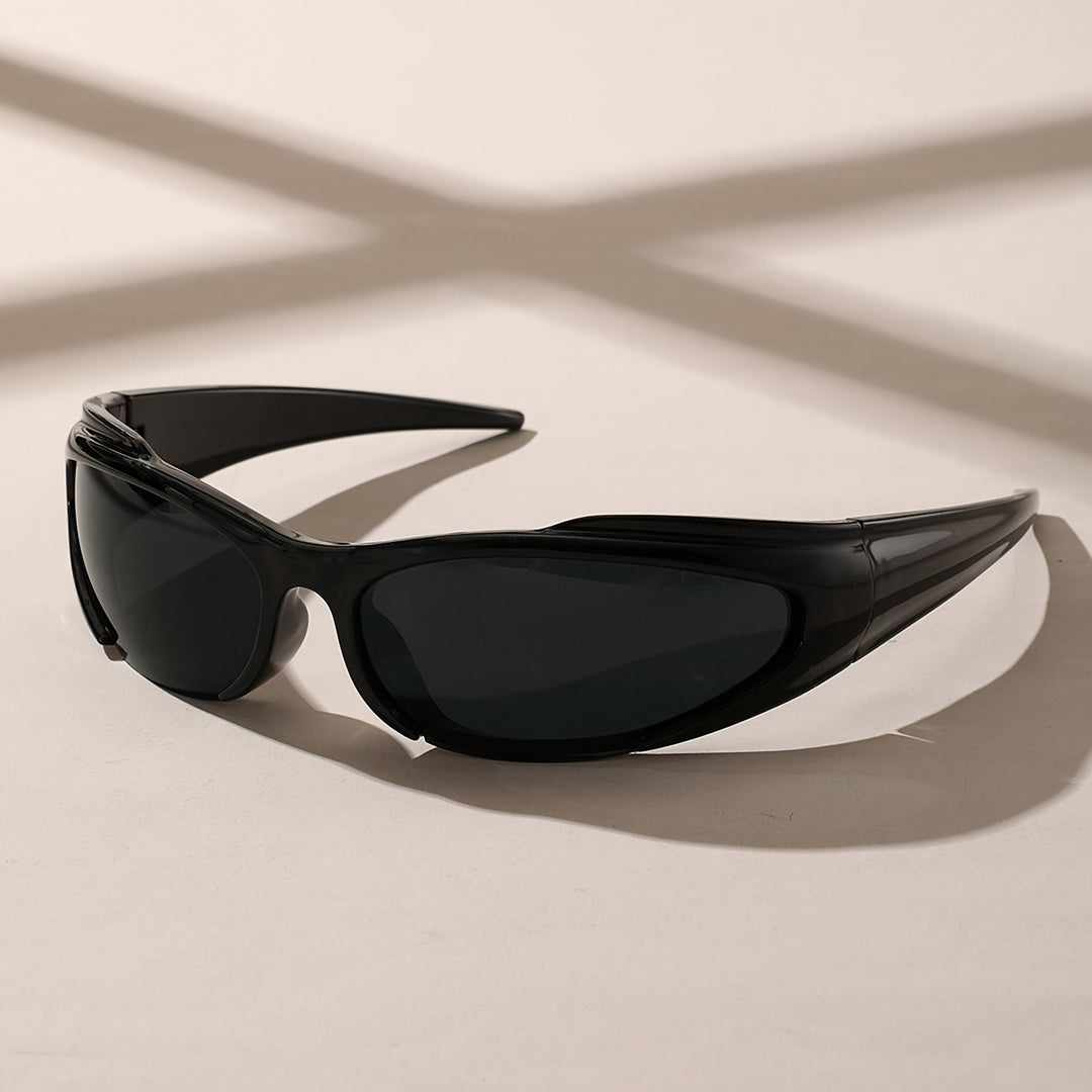 Men's Sunglasses Curved Frame Streamlined Shape Outdoor Style | Dark Lenses