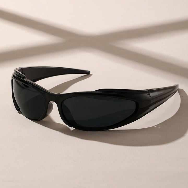 Men's Sunglasses Curved Frame Streamlined Shape Outdoor Style | Dark Lenses