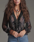 Barbara | V-neck blouse with ruffles