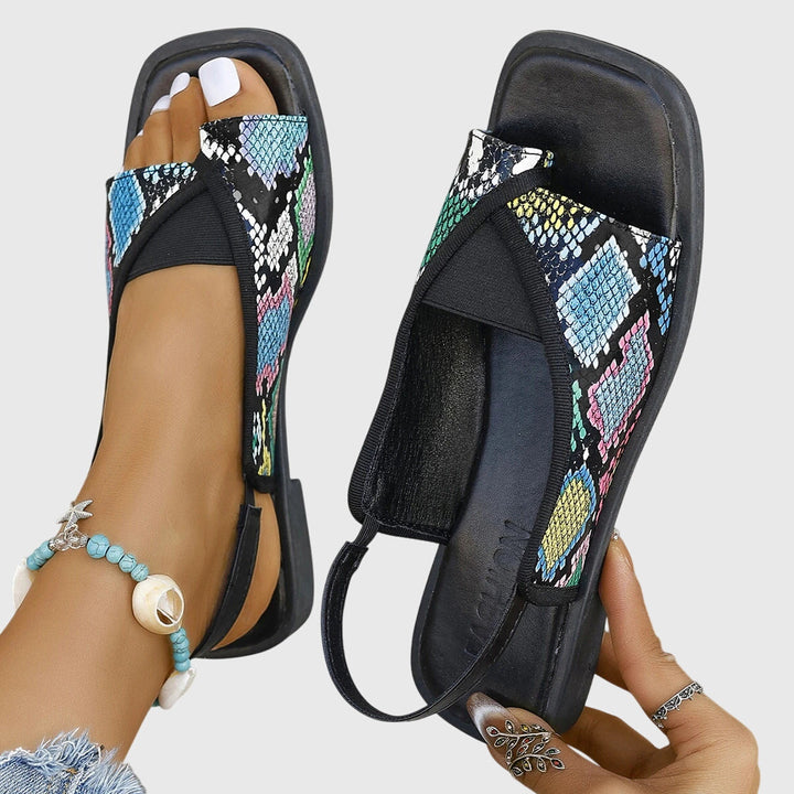 Valeria | Women's Flat Open-Toe Sandals with Heel Strap