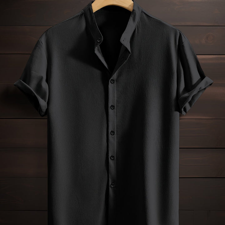 Men's Casual Shirt | Shirt with Stand Collar and Short Sleeves | Regular Fit | Relaxed Weekend Style