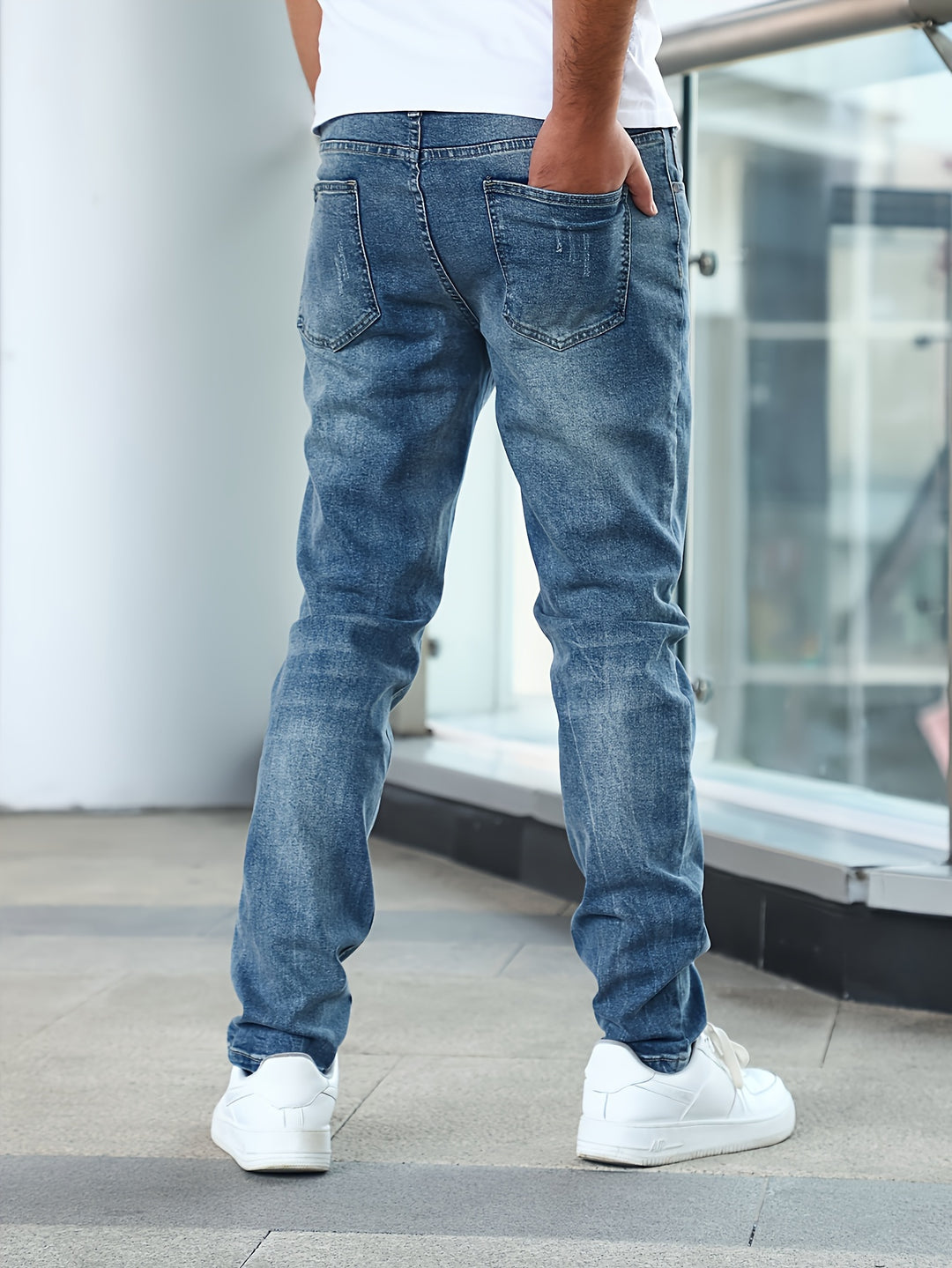 Męskie Jeansy Casual | Spodnie Regular Fit z Prostą Nogawką | Klasyczny Sprany Wygląd | Codzienny Styl