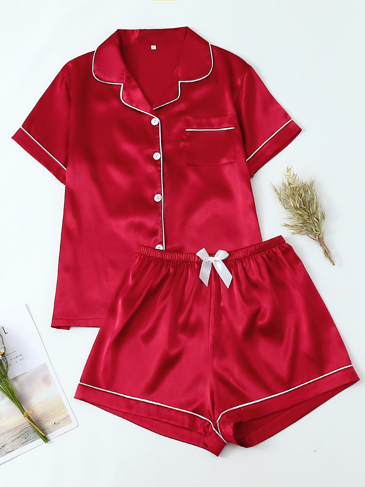 Women's Pajama Set with Buttons and Contrast Trim | Nightwear