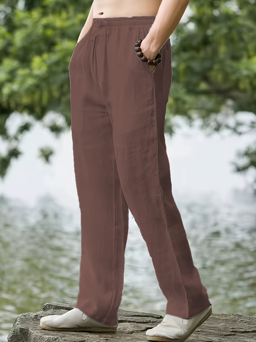 Men's Streetwear Pants Straight Leg Drawstring Waist Pants | Loose Fit