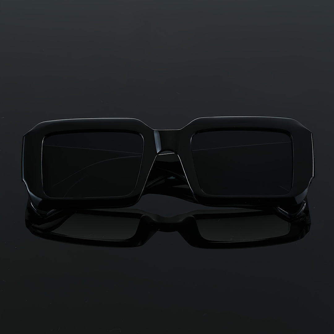 Men's Sunglasses Bold Rectangular Frame Thick Style Wide Temples | Dark Lenses