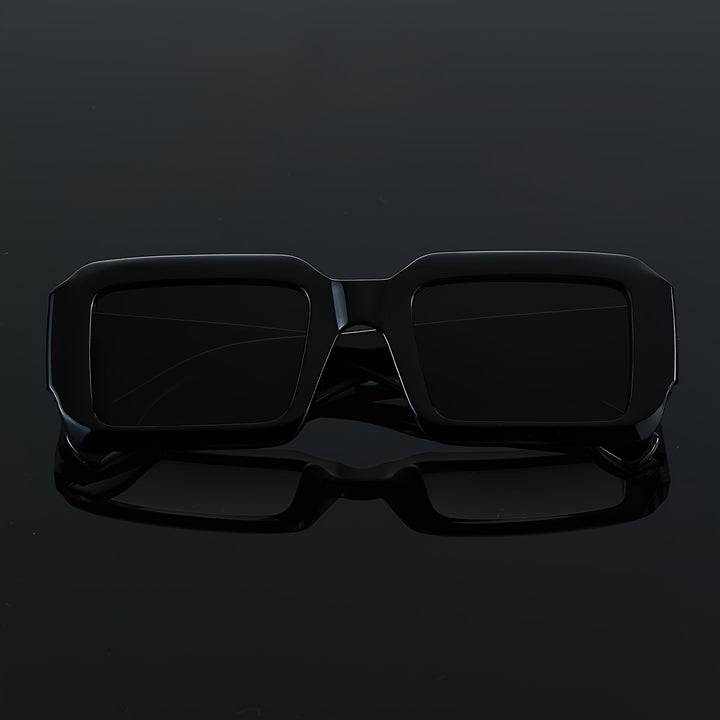 Men's Sunglasses Bold Rectangular Frame Thick Style Wide Temples | Dark Lenses