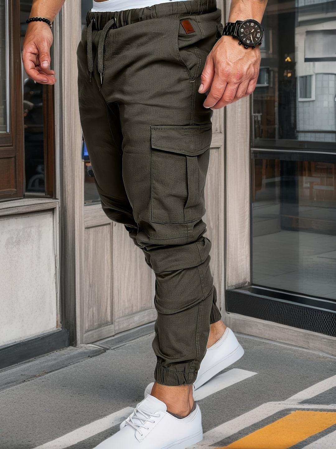 Męskie Spodnie Cargo Jogger | Spodnie Regular Fit | Wielofunkcyjne Kieszenie | Styl Casual Streetwear