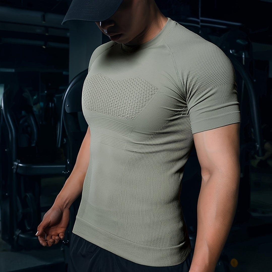 Męska Koszulka Treningowa Siłownia Bieganie Activewear Krótki Rękaw T-Shirt | Obcisły Krój