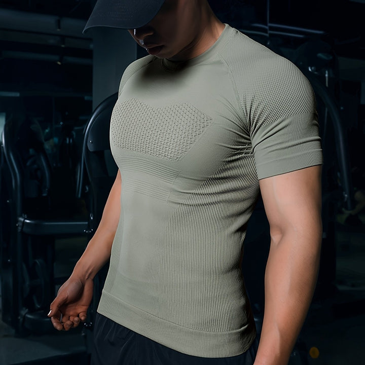Męska Koszulka Treningowa Siłownia Bieganie Activewear Krótki Rękaw T-Shirt | Obcisły Krój