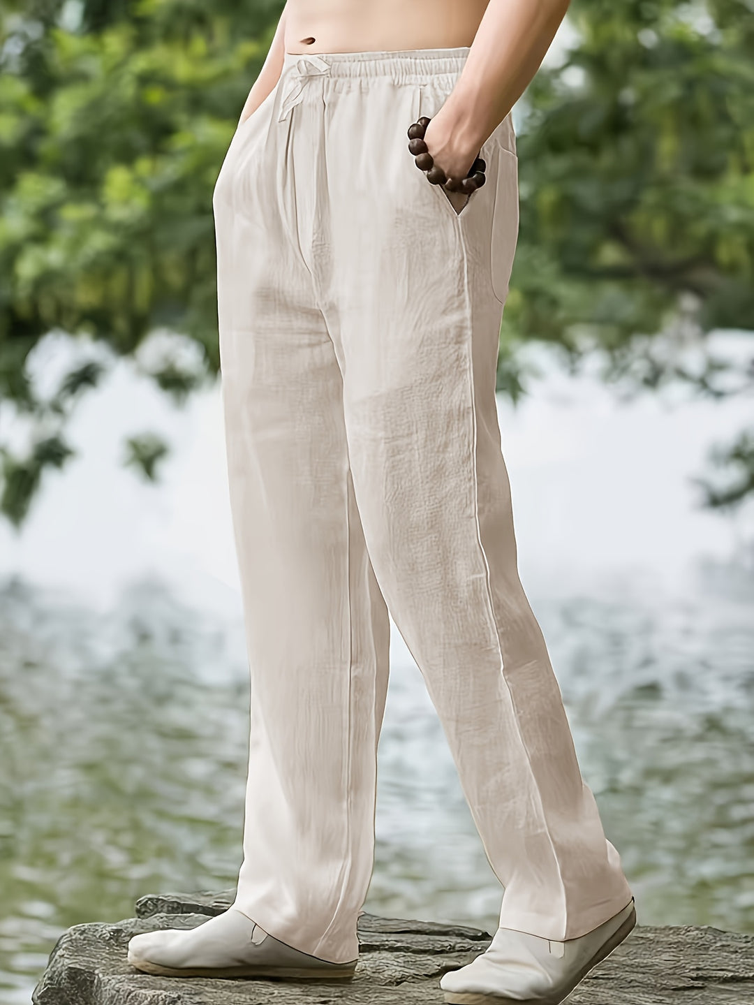 Men's Streetwear Pants Straight Leg Drawstring Waist Pants | Loose Fit