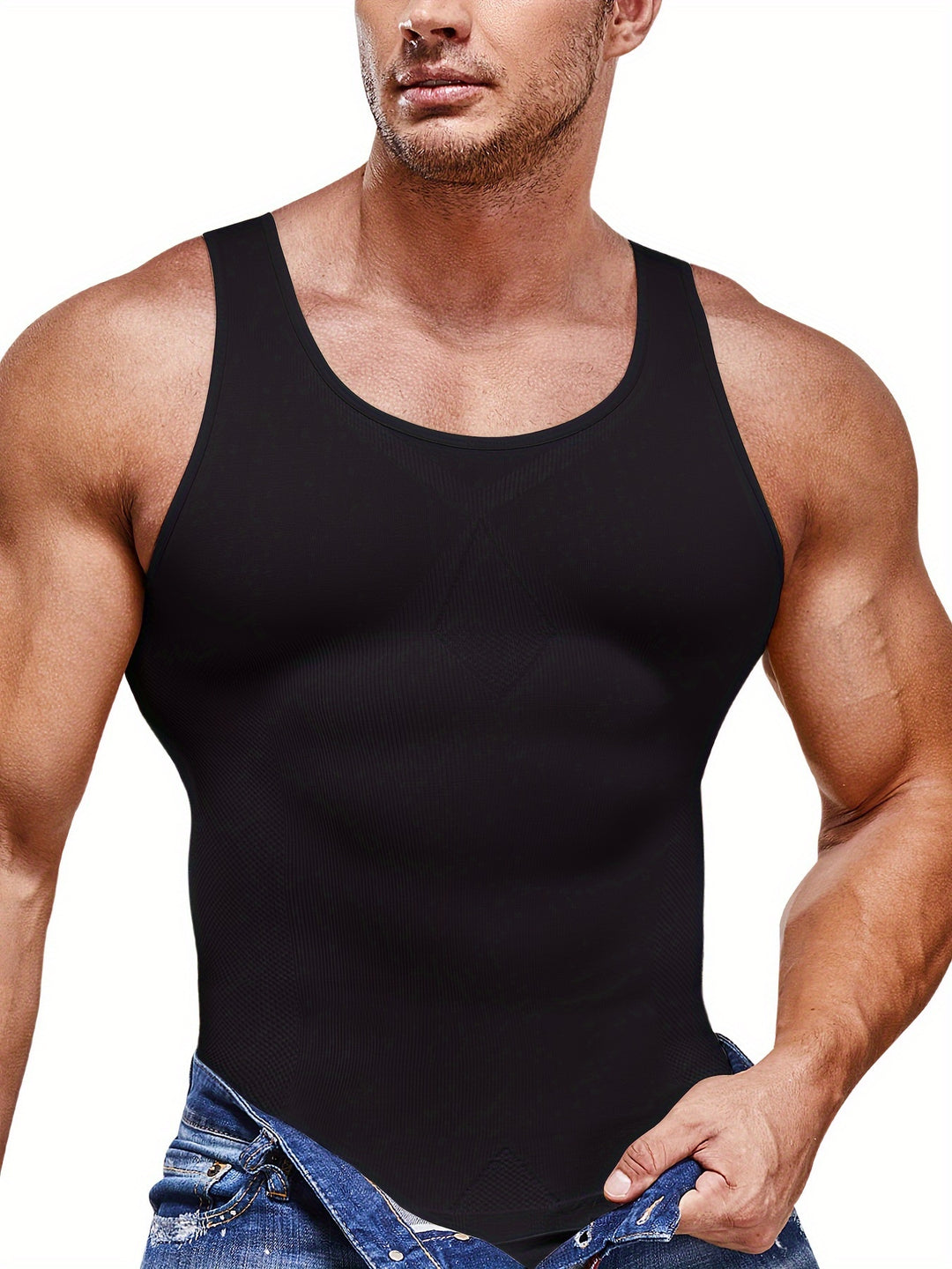 Men's Compression Shirt Shaping Abdomen Control Fitted Sleeveless Tank Top | Slim Fit
