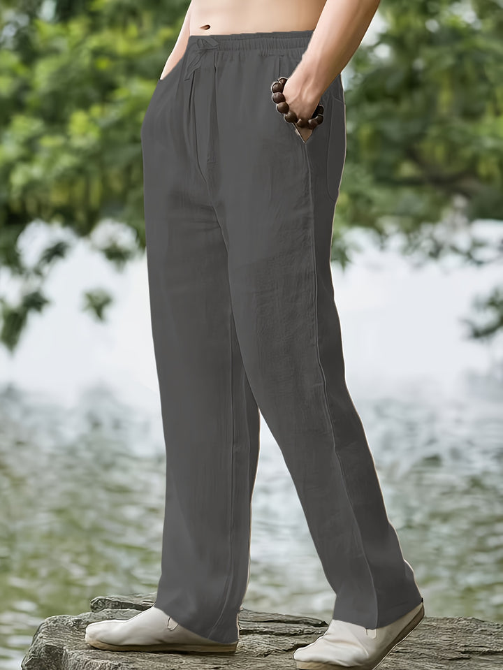 Men's Streetwear Pants Straight Leg Drawstring Waist Pants | Loose Fit