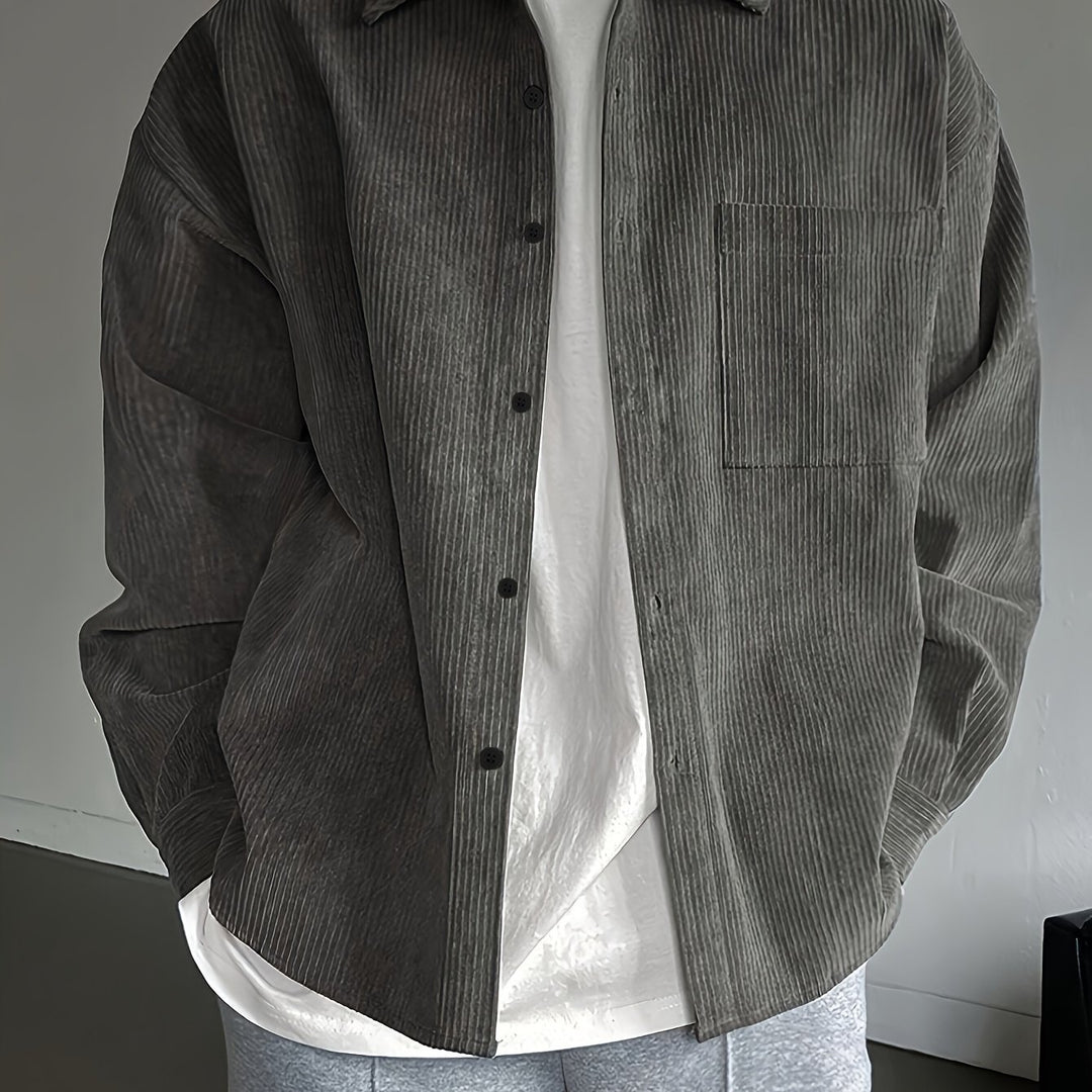 Męska Koszula Overshirt | Koszula Relaxed Fit Zapinana Na Guziki | Długi Rękaw i Kieszeń Na Piersi | Casualowy Styl