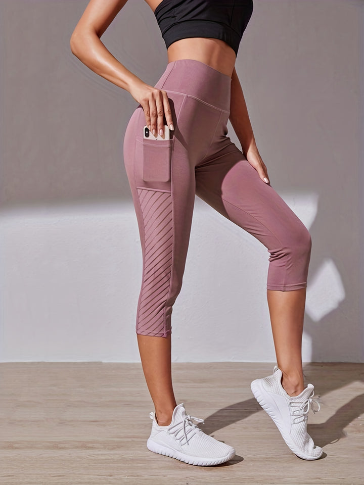 Women's 3/4 Sport Leggings with High Waist and Side Pocket | Shaping Fit