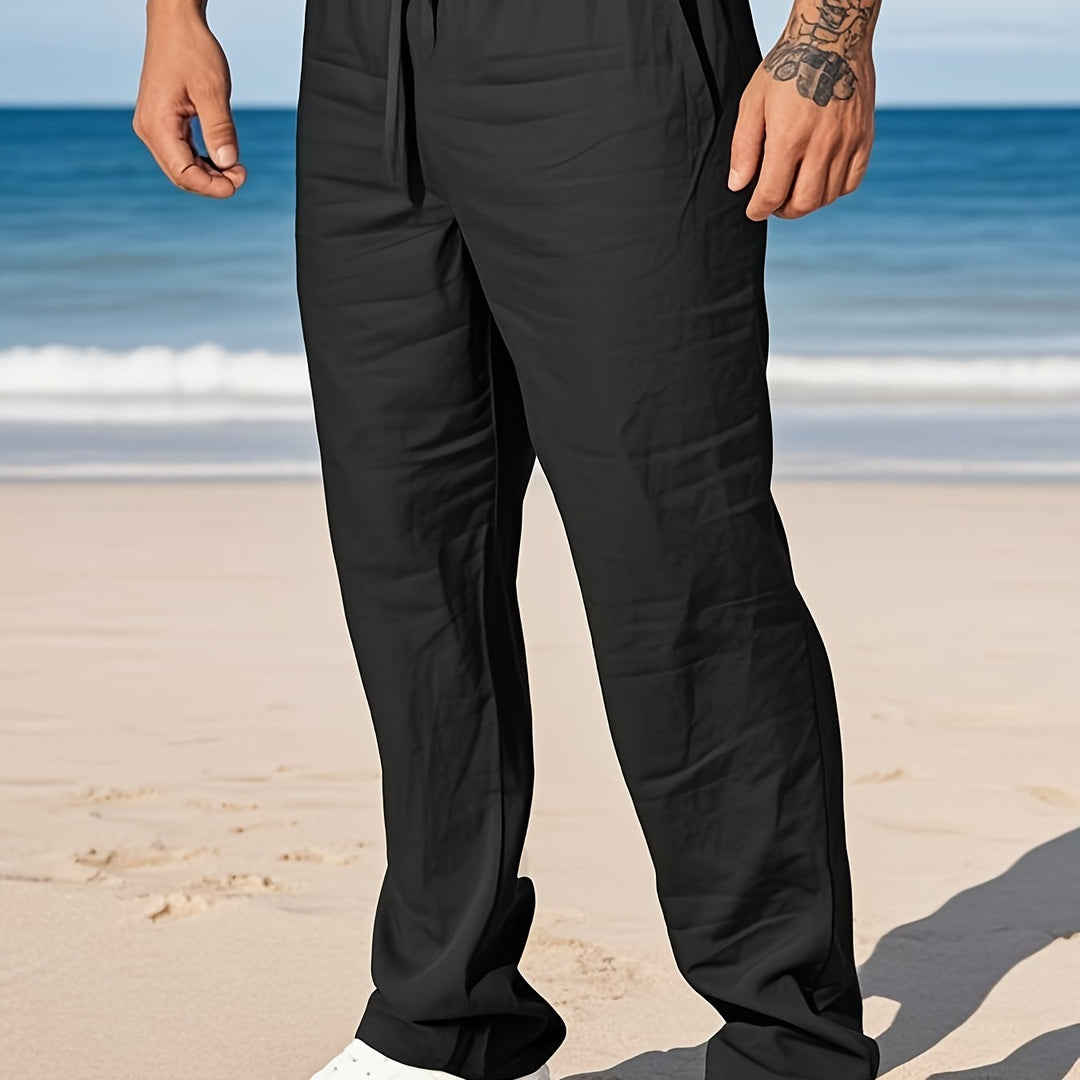 Men's Summer Beach Set Shirt with Buttons and Drawstring Waist Pants Set | Vacation Style