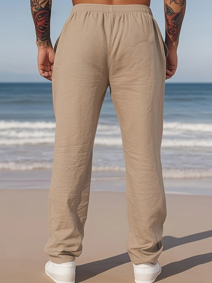 Men's Summer Beach Set Shirt with Buttons and Drawstring Waist Pants Set | Vacation Style