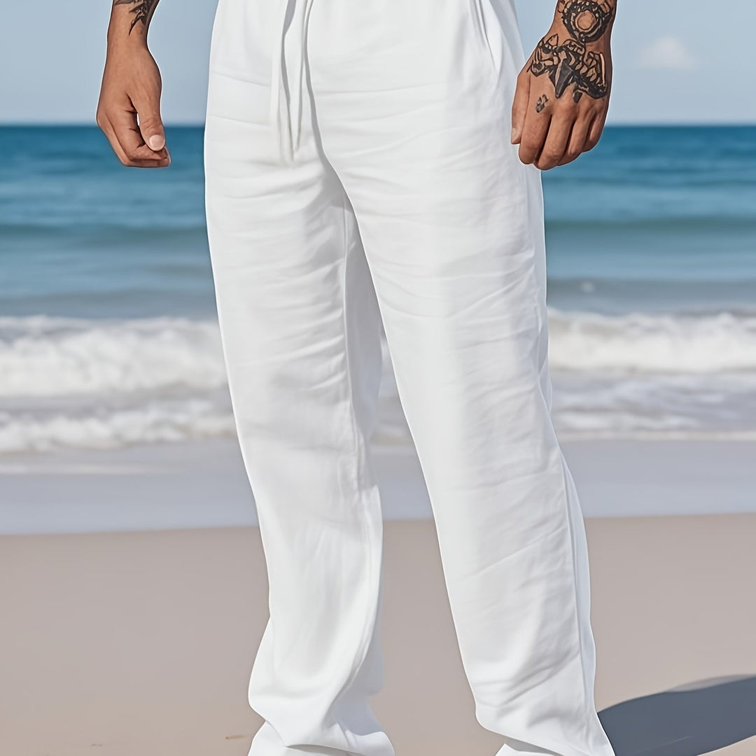 Men's Summer Beach Set Shirt with Buttons and Drawstring Waist Pants Set | Vacation Style
