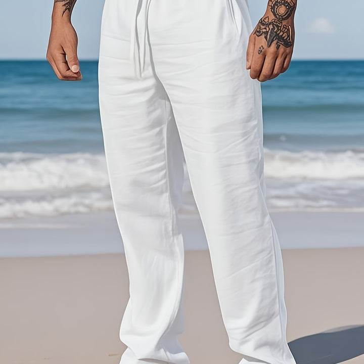Men's Summer Beach Set Shirt with Buttons and Drawstring Waist Pants Set | Vacation Style