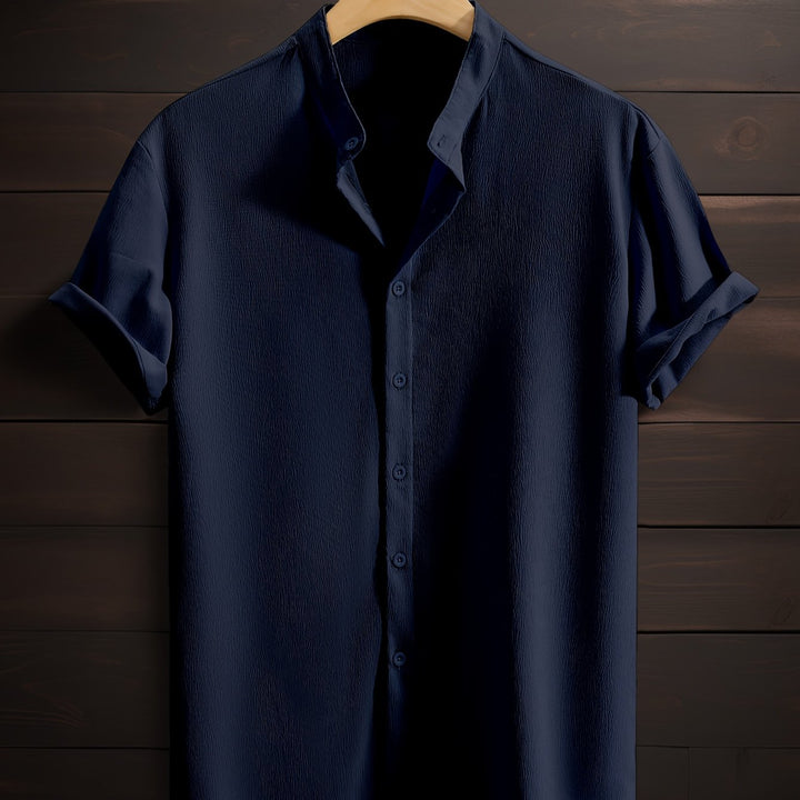 Men's Casual Shirt | Shirt with Stand Collar and Short Sleeves | Regular Fit | Relaxed Weekend Style